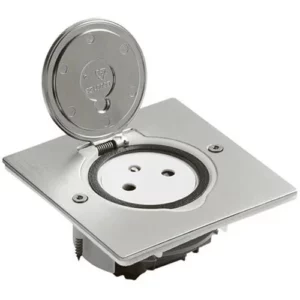 Prise de sol 2P+T 16A carrée inox brossé