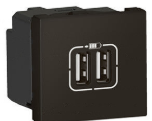 Chargeur 2USB Mosaic Legrand Type-A 230V-5V-2.4A-12W noir mat 0791 94L